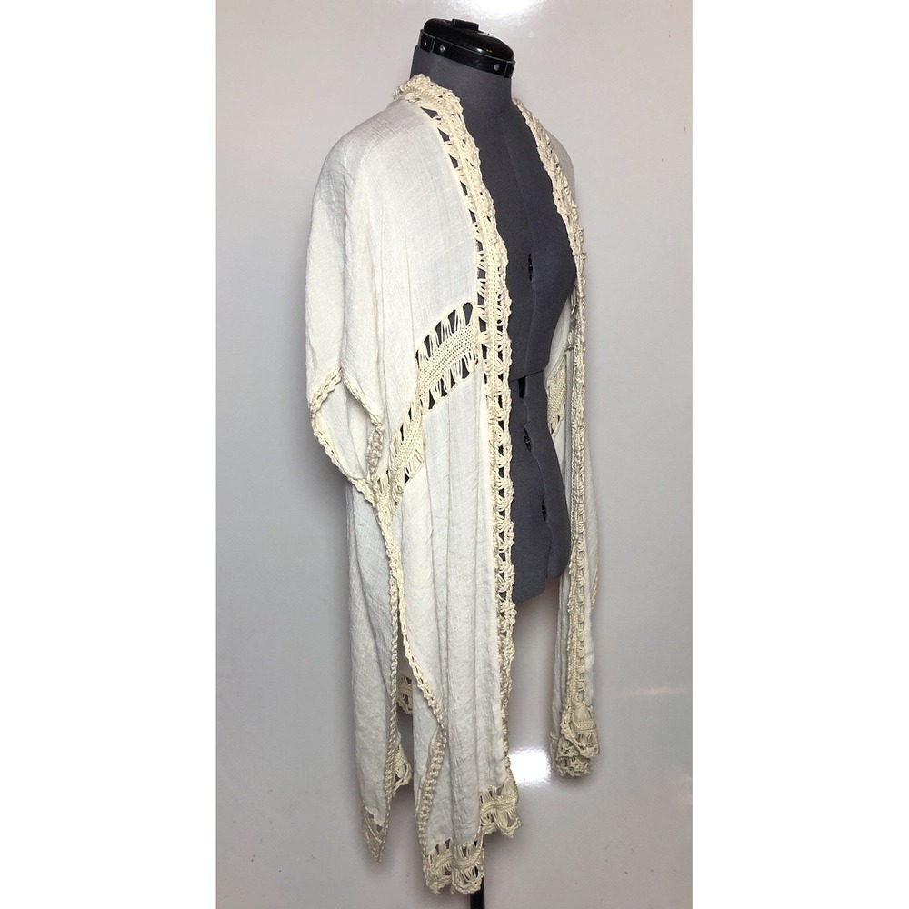 Altar'd‎ State Boho Crochet Lace Kimono Cardigan Ivory Festival M - Picture 8 of 13